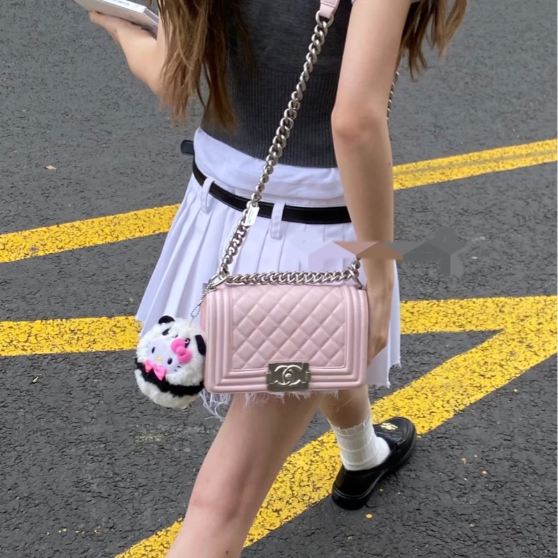 【96新 ✨ 全網最低價！】Chanel 香奈兒 中號Leboy 粉色 羊皮 鏈條包 （下單前先查詢❗️）-1