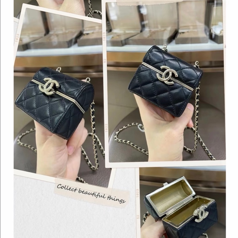 【97新 ✨ 全網最低價！】特別款 Chanel香奈兒 黑金mini小盒子 羊皮 耳機包 斜挎包 腰包（下單前先詢問❗️）-3