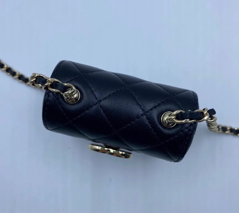 【97新 ✨ 全網最低價！】特別款 Chanel香奈兒 黑金mini小盒子 羊皮 耳機包 斜挎包 腰包（下單前先詢問❗️）-6