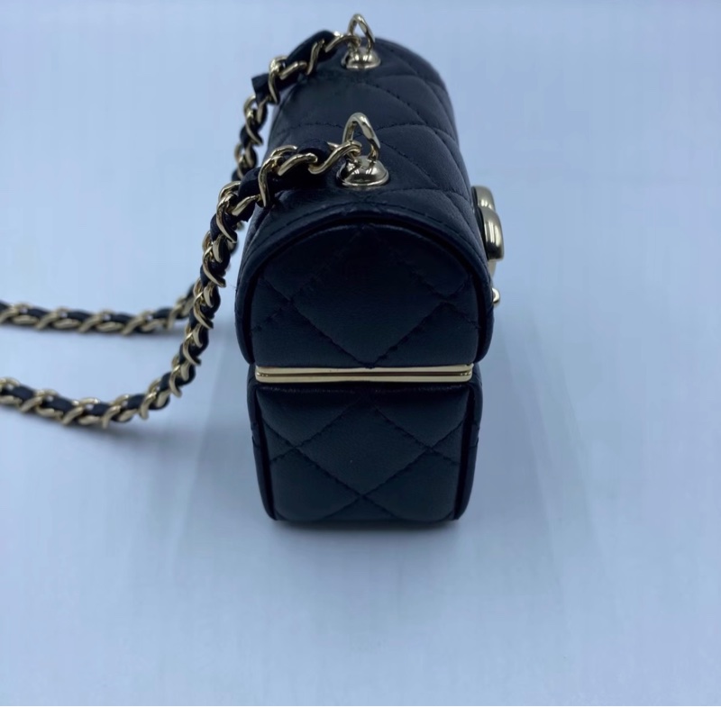 【97新 ✨ 全網最低價！】特別款 Chanel香奈兒 黑金mini小盒子 羊皮 耳機包 斜挎包 腰包（下單前先詢問❗️）-9