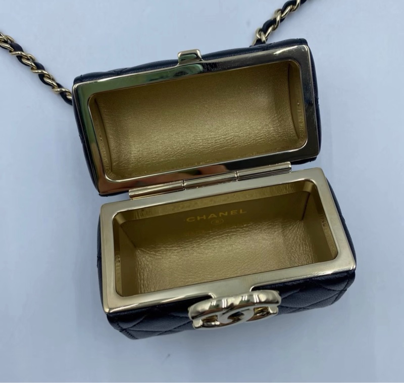 【97新 ✨ 全網最低價！】特別款 Chanel香奈兒 黑金mini小盒子 羊皮 耳機包 斜挎包 腰包（下單前先詢問❗️）-10