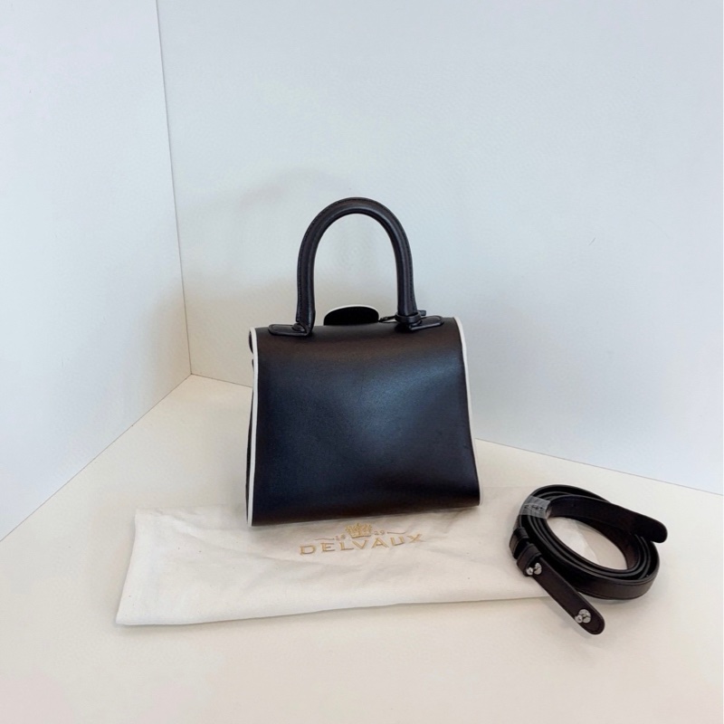 ✨Delvaux 德爾沃 限量黑白手提包 經典D扣🐼-3
