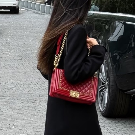 絕美神包✨Chanel香奈兒酒紅色金扣中號LeBoy25菱格紋單肩斜挎包-4