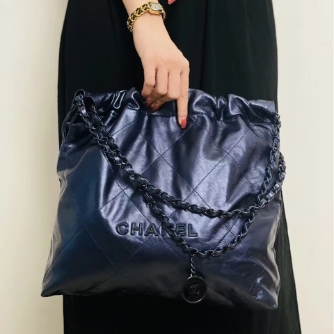 氣質百搭款💙Chanel深海藍小號22bag垃圾袋單肩鏈條包⛓️