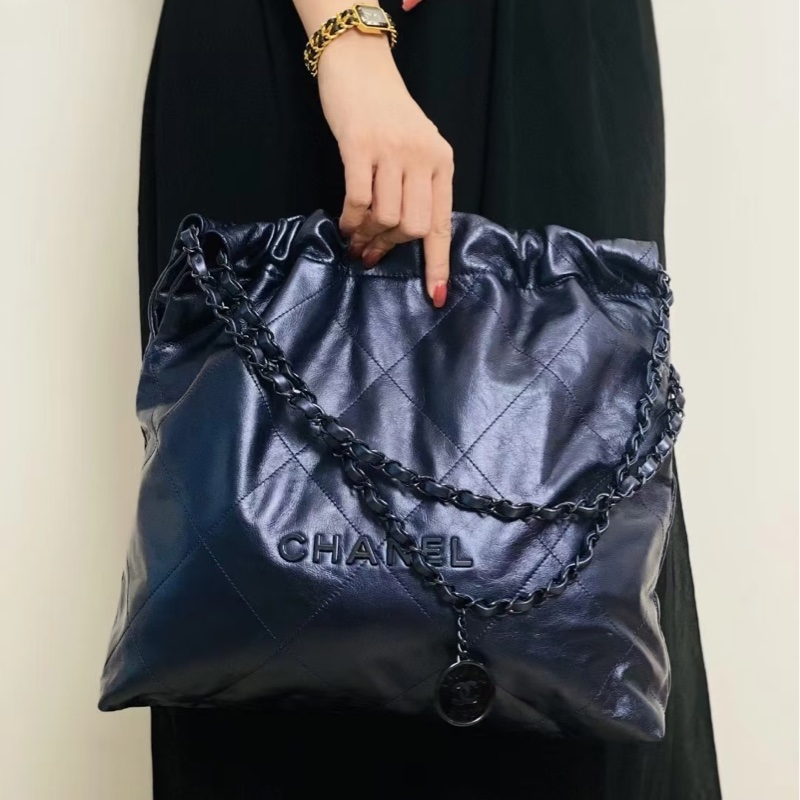 氣質百搭款💙Chanel深海藍小號22bag垃圾袋單肩鏈條包⛓️-0