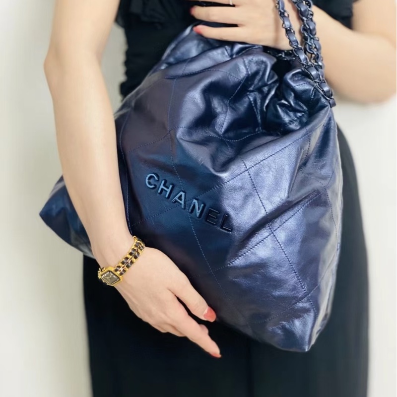 氣質百搭款💙Chanel深海藍小號22bag垃圾袋單肩鏈條包⛓️-2