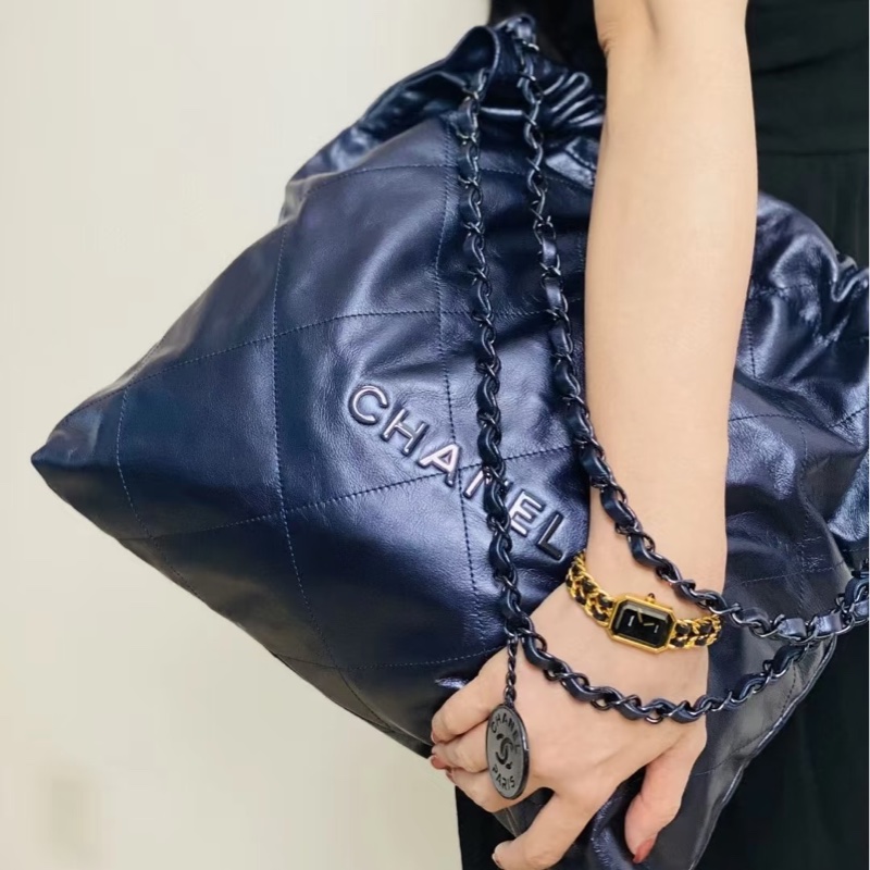 氣質百搭款💙Chanel深海藍小號22bag垃圾袋單肩鏈條包⛓️-4