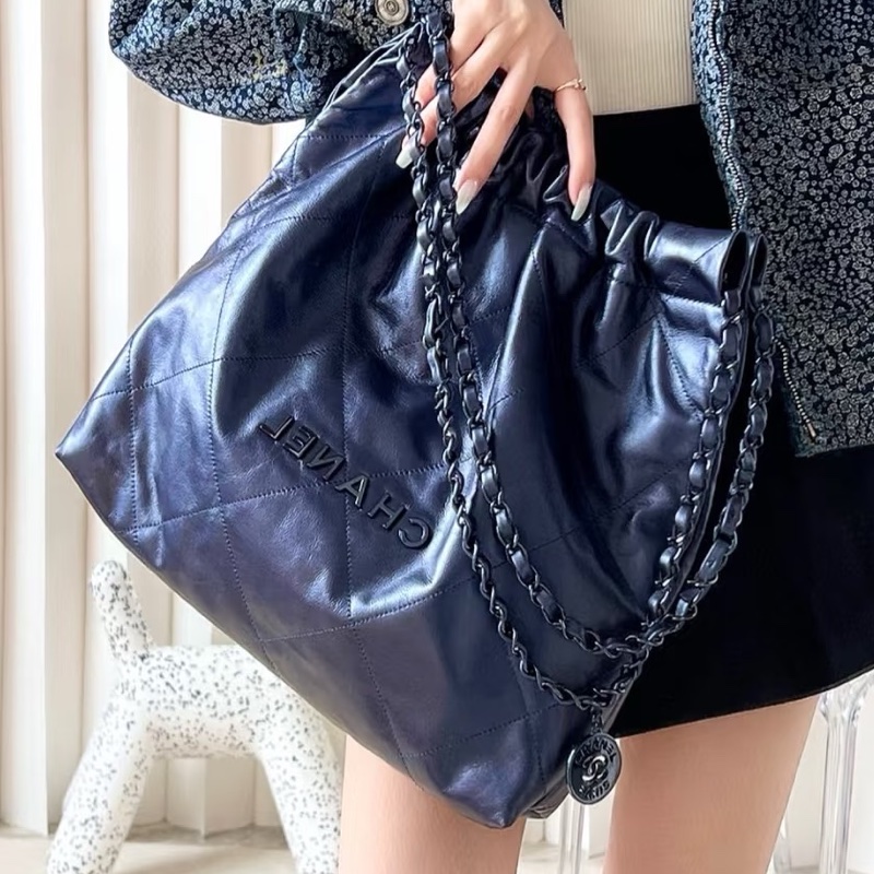 氣質百搭款💙Chanel深海藍小號22bag垃圾袋單肩鏈條包⛓️-5