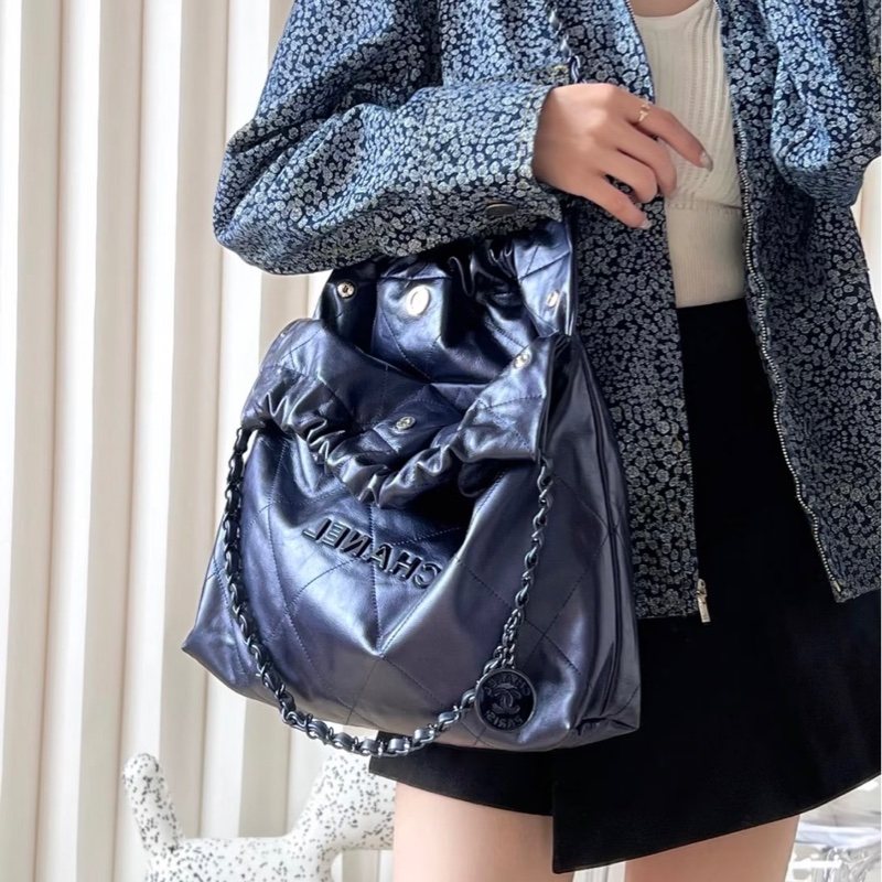 氣質百搭款💙Chanel深海藍小號22bag垃圾袋單肩鏈條包⛓️-6