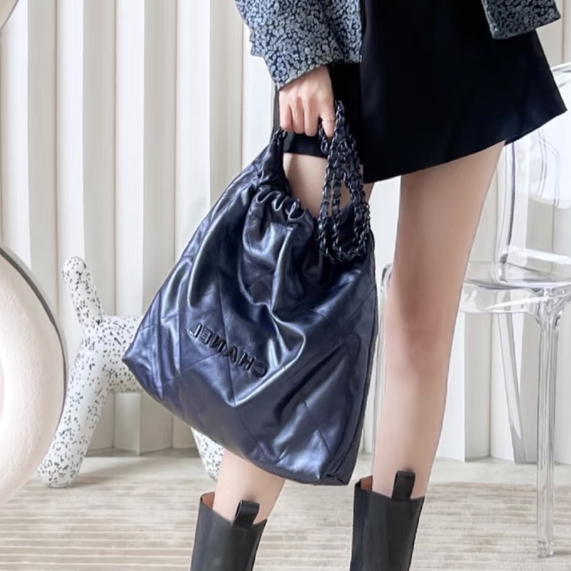 氣質百搭款💙Chanel深海藍小號22bag垃圾袋單肩鏈條包⛓️-7