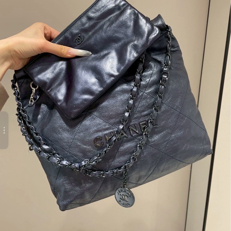 氣質百搭款💙Chanel深海藍小號22bag垃圾袋單肩鏈條包⛓️-13