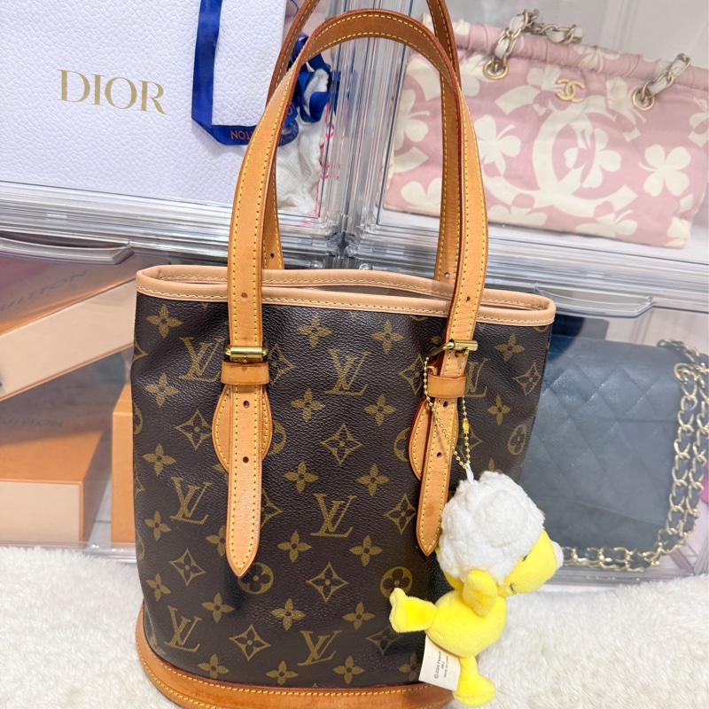 狀態不錯8新✨LV老花 小水桶  內裡全皮 肩背 手提都可以 經典好用又可愛-1