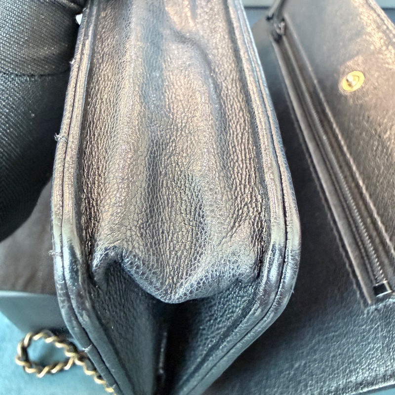 Chanel✨山羊皮條紋WOC鏈子皮夾 22開-11