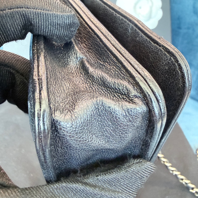 Chanel✨山羊皮條紋WOC鏈子皮夾 22開-12