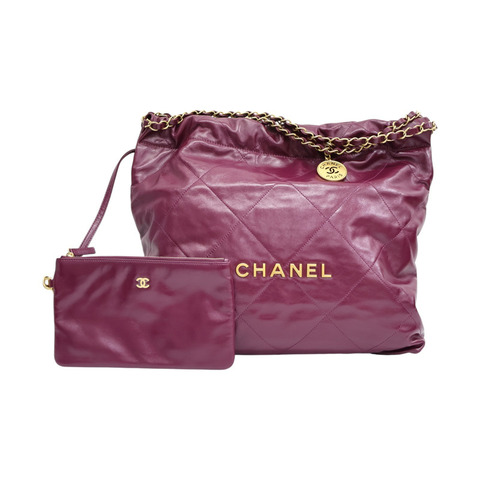 酒紅色 羊革 22 鍊帶 肩背包【CHANEL 香奈兒】 AS3261