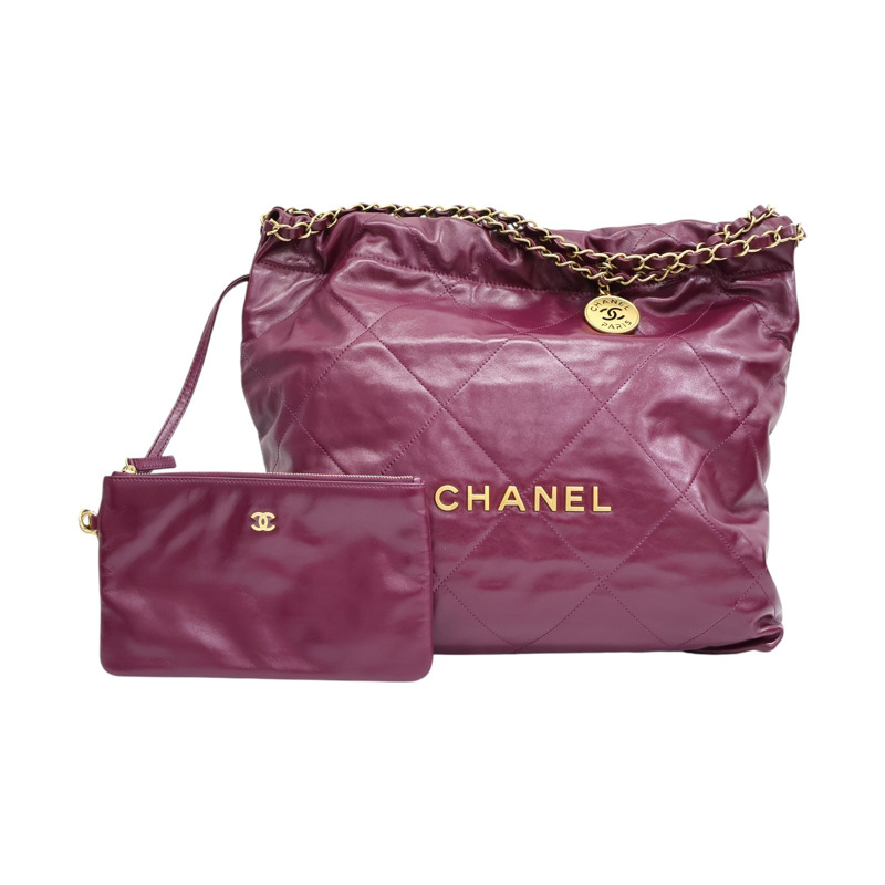 酒紅色 羊革 22 鍊帶 肩背包【CHANEL 香奈兒】 AS3261-0