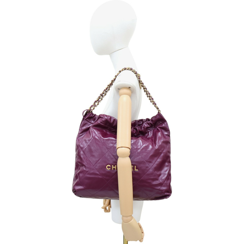 紫紅色牛皮 22 鍊帶 肩背包 AS3261【CHANEL 香奈兒】 AS3261-9