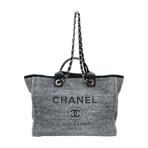 灰/黑色 帆布 Deauville GM 兩用包 A66941【CHANEL 香奈兒】 A66941