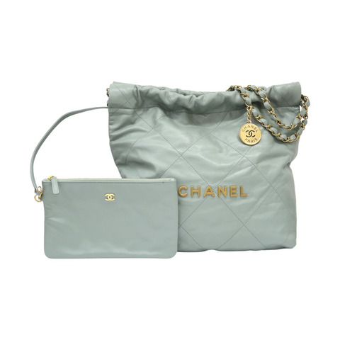 藍綠色 牛皮 22 鍊帶 肩背包 AS3260【CHANEL 香奈兒】 AS3260
