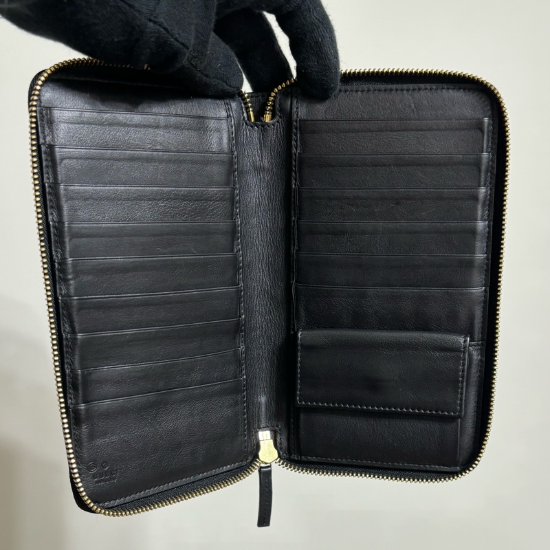 🔥質感實用 Gucci 古馳 黑老花拉鏈16卡長夾-9