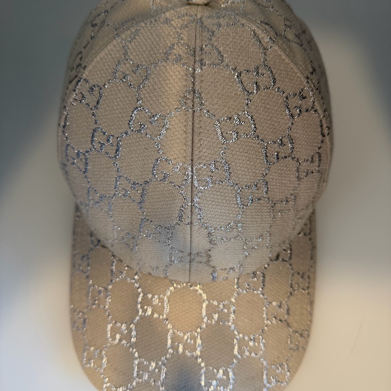 Gucci米白色老花刺繡棒球帽-6