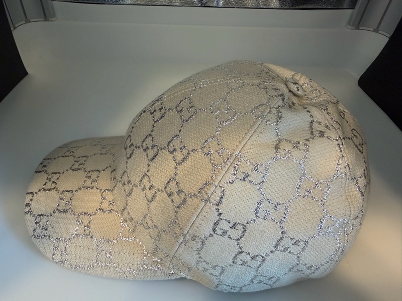 Gucci米白色老花刺繡棒球帽-8