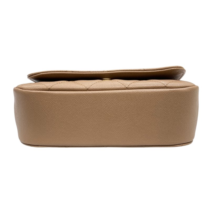 CHANEL 香奈兒 AP3004 WOC MINI 菱格紋 皮革 鍊條側背包 奶茶色-5