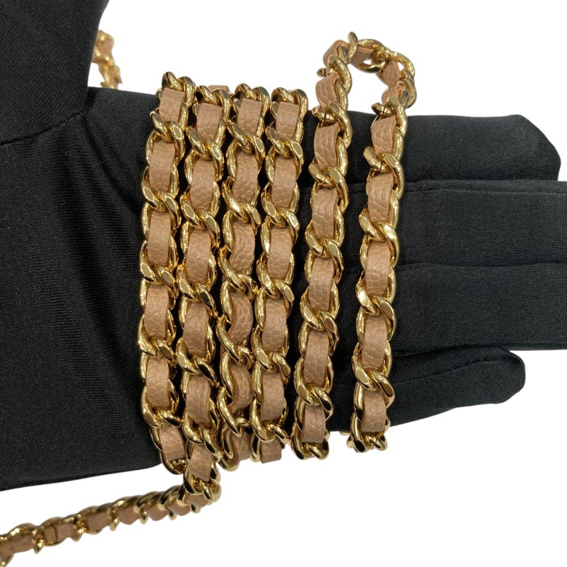 CHANEL 香奈兒 AP3004 WOC MINI 菱格紋 皮革 鍊條側背包 奶茶色-14