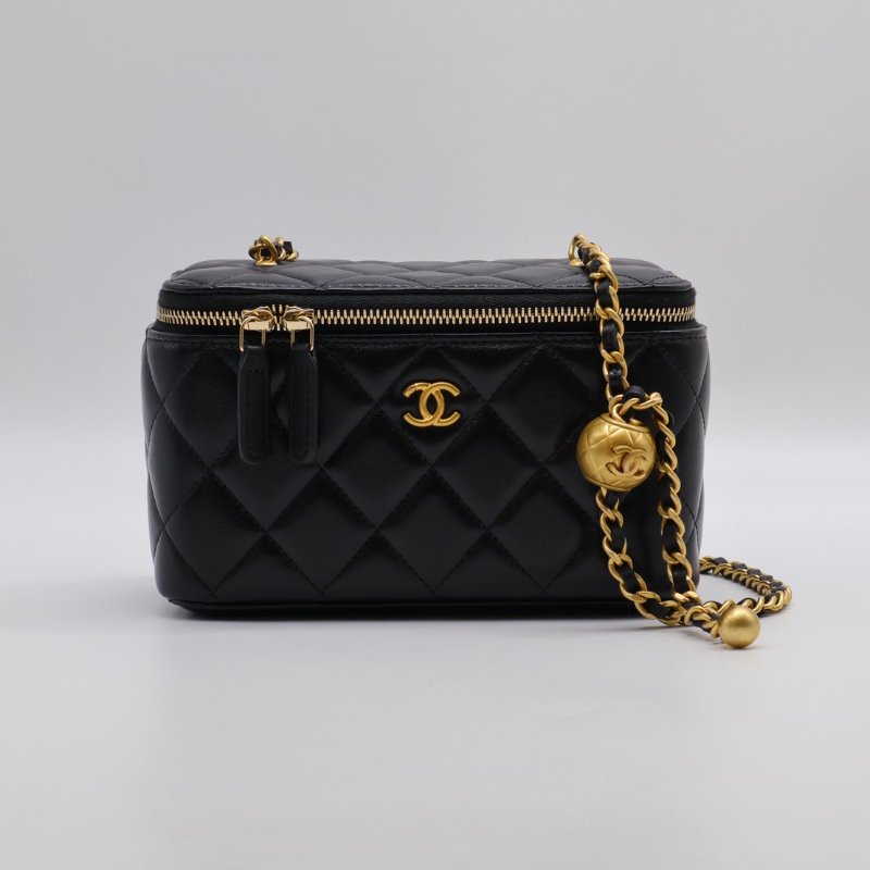 CHANEL 金球羊皮長盒子 - 黑金-0