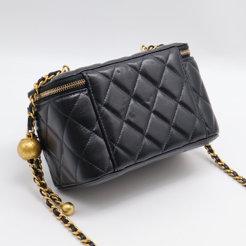 CHANEL 金球羊皮長盒子 - 黑金-2