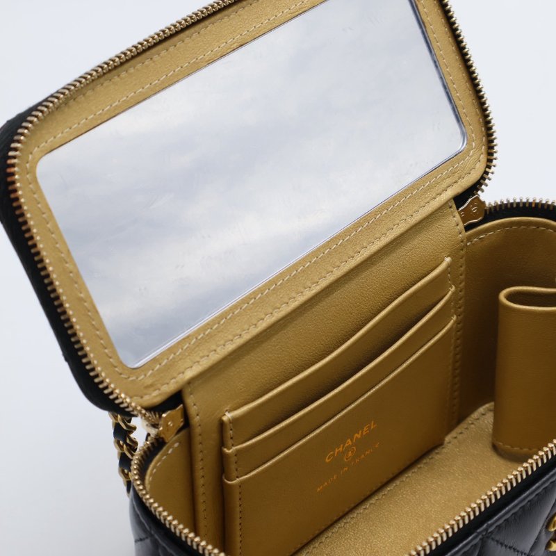 CHANEL 金球羊皮長盒子 - 黑金-6