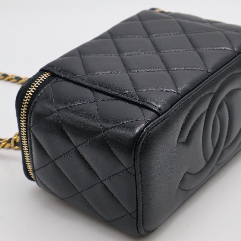 CHANEL 金球羊皮長盒子 - 黑金-13