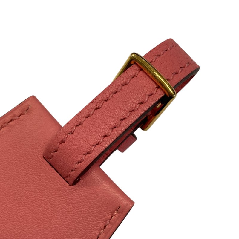 HERMES 愛馬仕 Clochette 皮革 吊牌 粉紅色 金釦-3