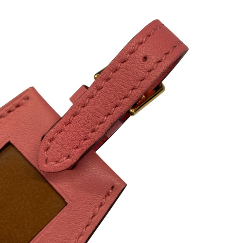 HERMES 愛馬仕 Clochette 皮革 吊牌 粉紅色 金釦-4