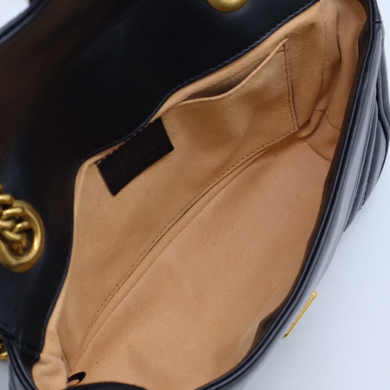 GUCCI Marmont Matelasse斜背包 - 22迷你黑金-2