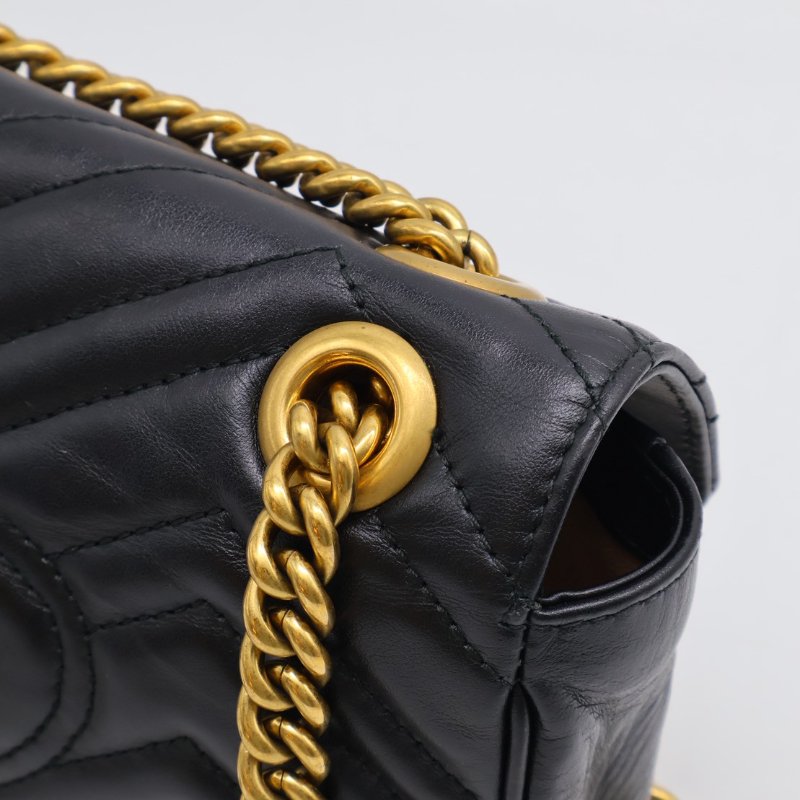 GUCCI Marmont Matelasse斜背包 - 22迷你黑金-13