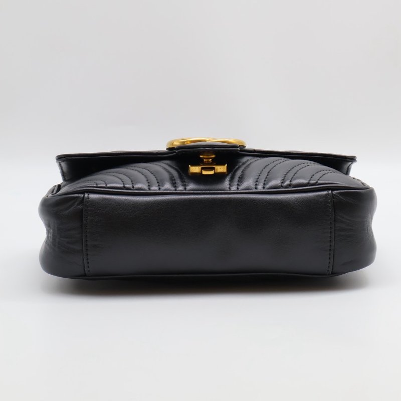 GUCCI Marmont Matelasse斜背包 - 22迷你黑金-20