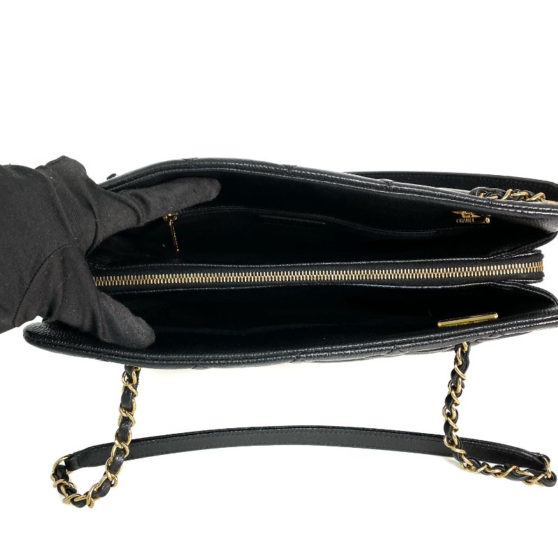 △ Chanel 香奈兒 Black Caviar Skin Gold Tone Metal Chain Tote Bag A67294 No.18 黑色粒紋小牛皮金色金屬鎖鏈托特袋No.18 - 257028413-12