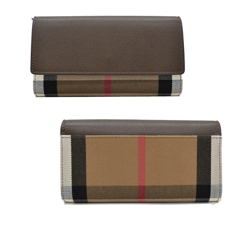 【門市全新現貨】BURBERRY Halton 經典牛皮拚帆布掀蓋長夾 (附原廠防塵袋)-0