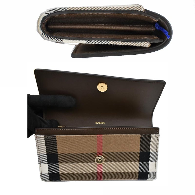 【門市全新現貨】BURBERRY Halton 經典牛皮拚帆布掀蓋長夾 (附原廠防塵袋)-1