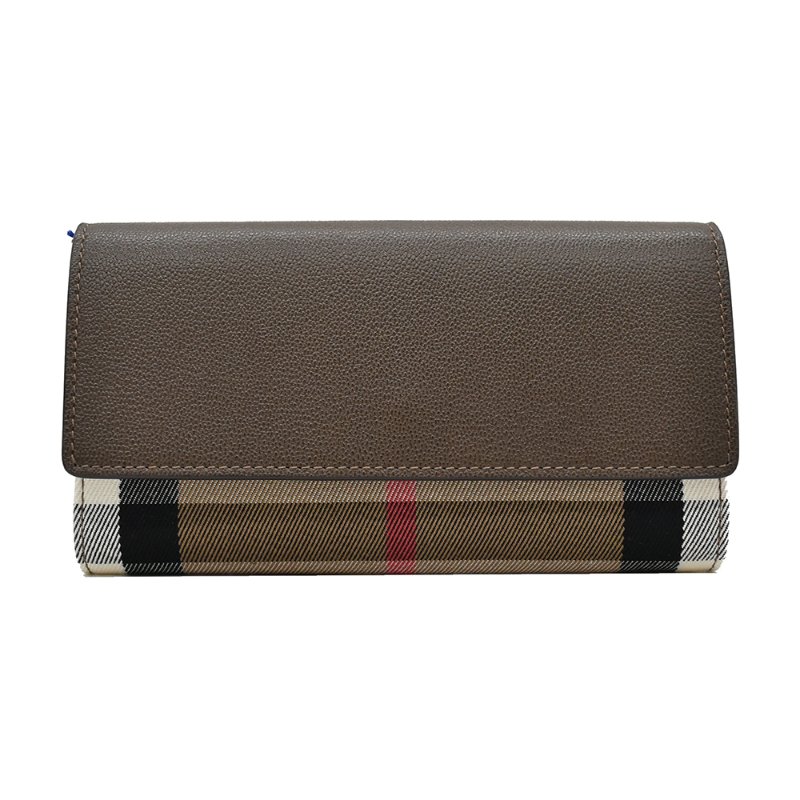 【門市全新現貨】BURBERRY Halton 經典牛皮拚帆布掀蓋長夾 (附原廠防塵袋)-4