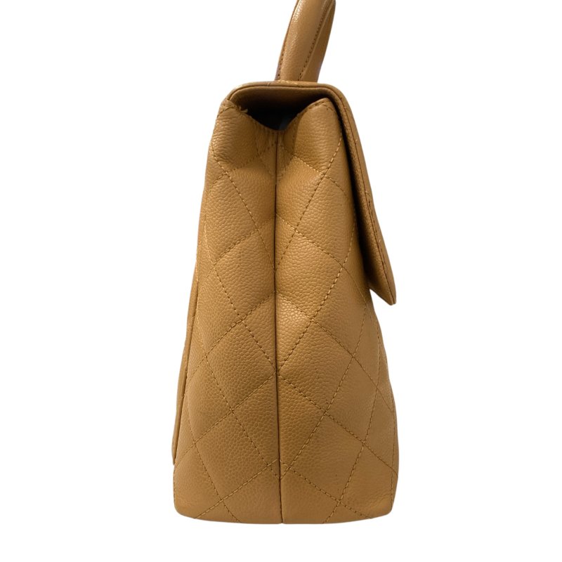 CHANEL 香奈兒 A12397 荔枝菱格牛皮 手提包 奶茶色-2