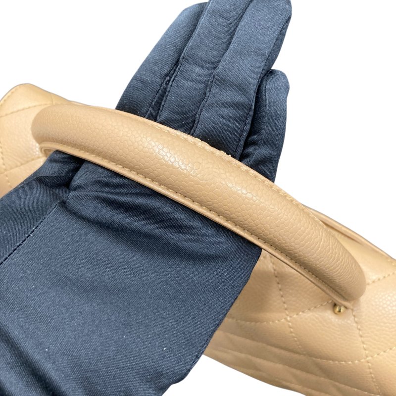 CHANEL 香奈兒 A12397 荔枝菱格牛皮 手提包 奶茶色-11