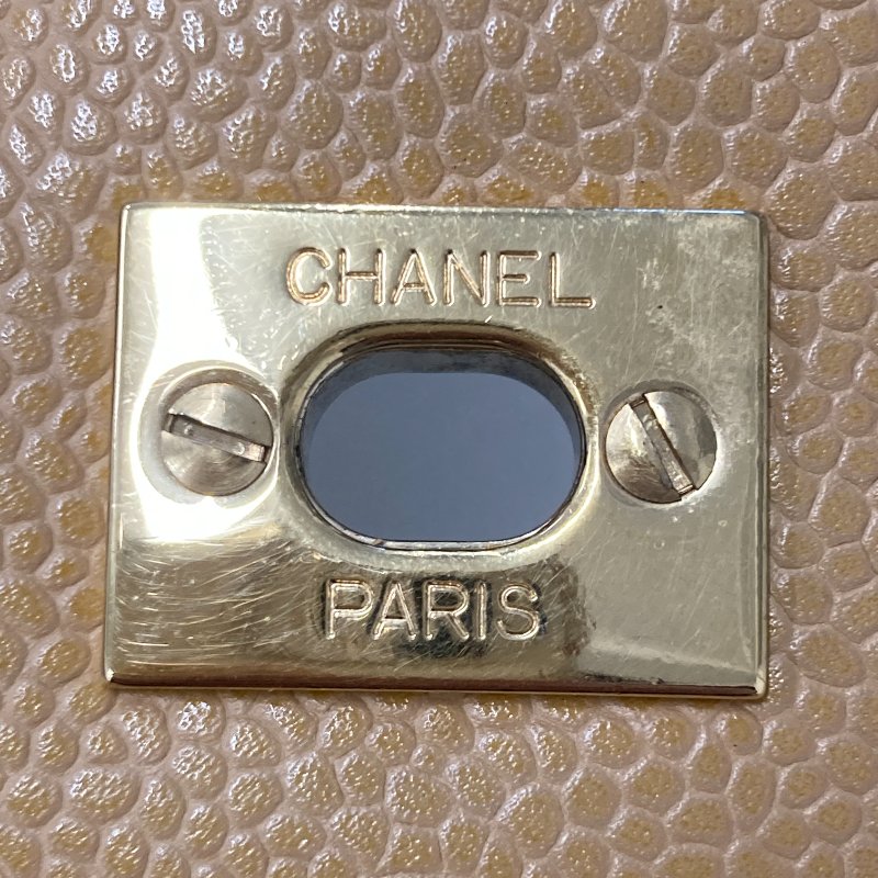 CHANEL 香奈兒 A12397 荔枝菱格牛皮 手提包 奶茶色-12