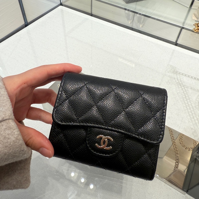 Chanel 荔枝皮三折短夾-1