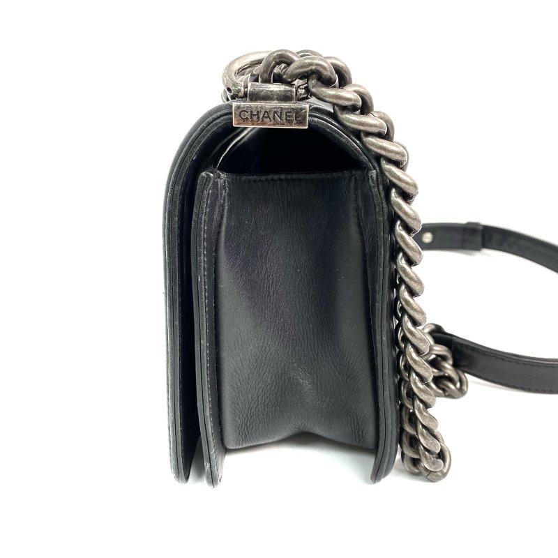 △ Chanel 香奈兒 Black Lambskin Boy 25CM Ruthenium-Finish Metal Chain Shoulder Bag No.19 A92267 黑色小羊皮鍍釕金屬鎖鏈肩背袋No.19 - 267000472-2