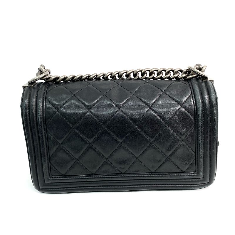△ Chanel 香奈兒 Black Lambskin Boy 25CM Ruthenium-Finish Metal Chain Shoulder Bag No.19 A92267 黑色小羊皮鍍釕金屬鎖鏈肩背袋No.19 - 267000472-3