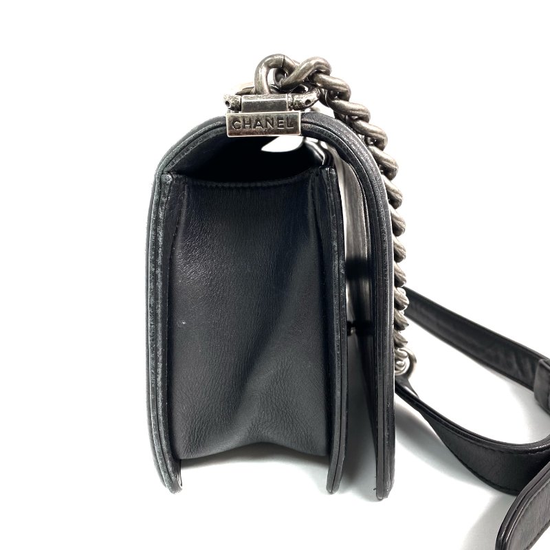 △ Chanel 香奈兒 Black Lambskin Boy 25CM Ruthenium-Finish Metal Chain Shoulder Bag No.19 A92267 黑色小羊皮鍍釕金屬鎖鏈肩背袋No.19 - 267000472-4