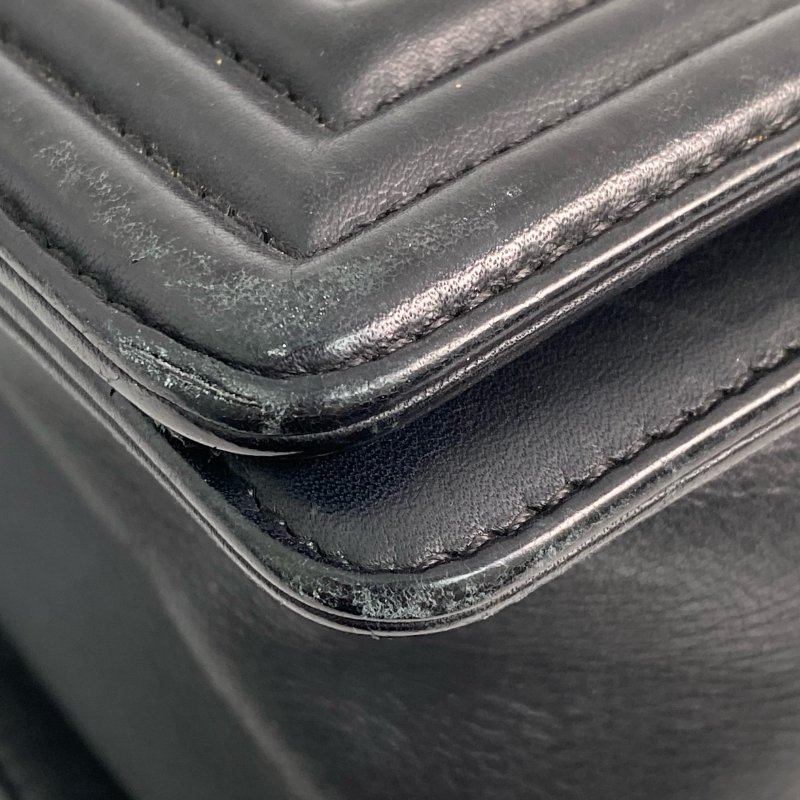 △ Chanel 香奈兒 Black Lambskin Boy 25CM Ruthenium-Finish Metal Chain Shoulder Bag No.19 A92267 黑色小羊皮鍍釕金屬鎖鏈肩背袋No.19 - 267000472-6