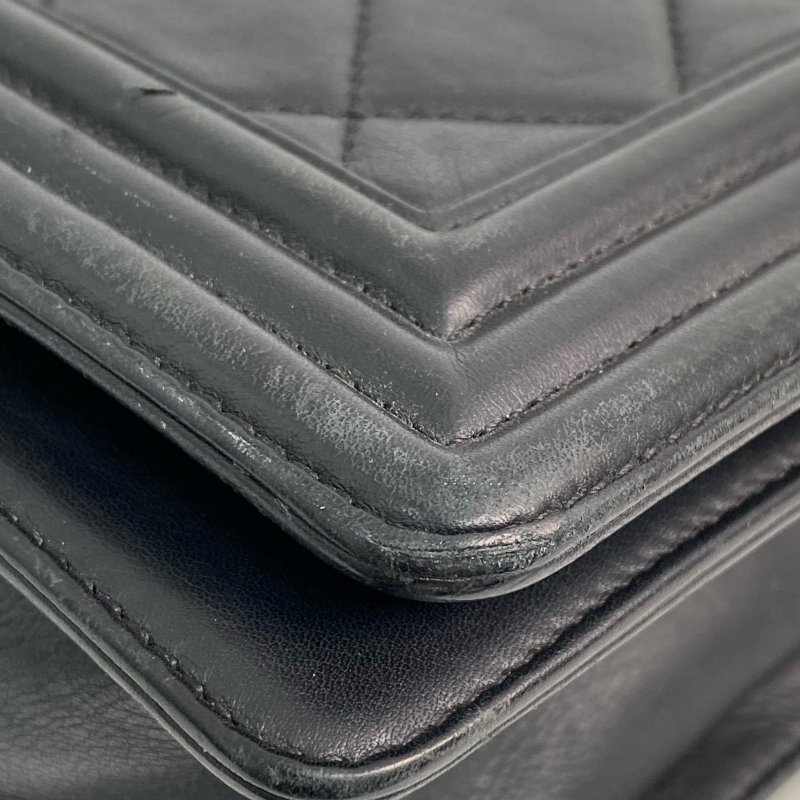 △ Chanel 香奈兒 Black Lambskin Boy 25CM Ruthenium-Finish Metal Chain Shoulder Bag No.19 A92267 黑色小羊皮鍍釕金屬鎖鏈肩背袋No.19 - 267000472-7